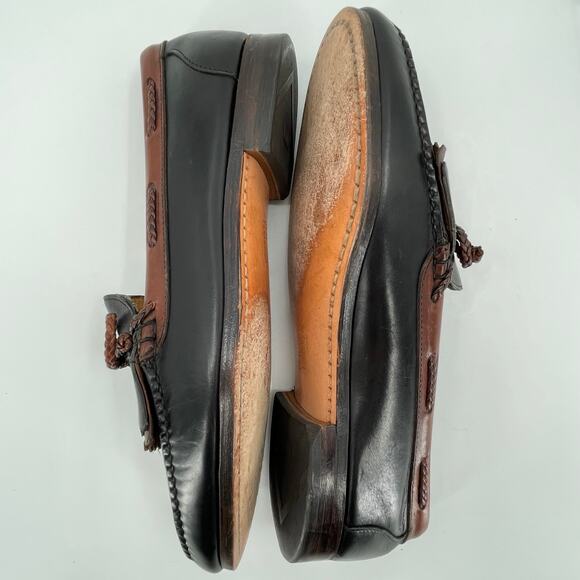 Allen Edmonds Men's Woodstock Loafers, Black/Cognac, Braided Tassel, Sz 10.5E - Picture 12 of 16